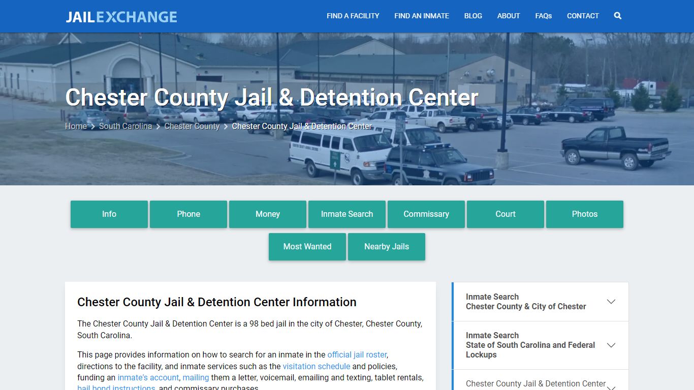 Chester County Jail & Detention Center, SC Inmate Search, Information